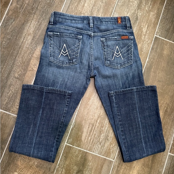 7 For All Mankind Blue Flare Wide Leg Jeans - Picture 1 of 10